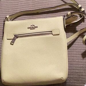 Coach Cream Leather Crossbody Bag with Gold Accents